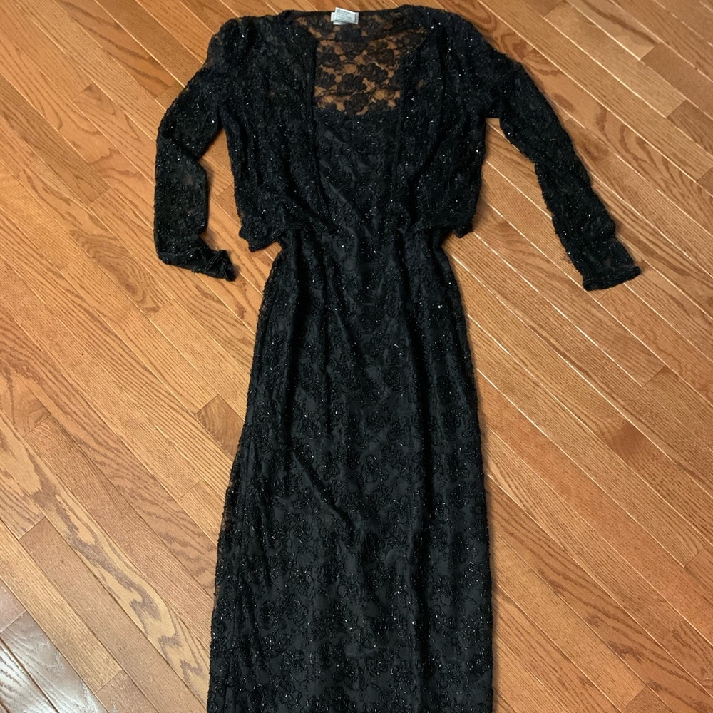 Stenay Black Beaded Evening Gown